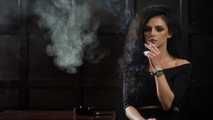 Gorgeous brunette Daria enjoying a cigarette in the hot smoking video
