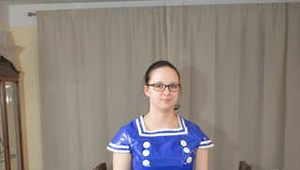 Selfbondage in PVC sailor costume and layers of nylon rainwear