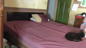 Aurora taped on bed 2/4