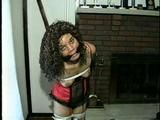 28 YR OLD MOM HANDS TIED UP TO CEILING, CLEAVE GAGGED, TIT TIED & HOG-TIED ON SOFA (D54-9)