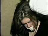 26 YEAR OLD RIVER VERY TIGHTLY WRAP TAPE GAGGED, PANTYHOSE FEET TICKLED, STUFFED MOUTH & DROOLING (D52-8)