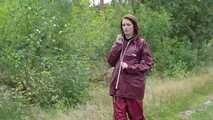 Miss Petra takes a walk in an AGU rain suit and rubber boots (looped version)