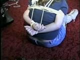 19 Yr OLD CRYSTAL IS BALL-TIED, CLEAVE GAGGED, BAREFOOT, TOE-TIED & HAS FEET TICKLED (D45-11)