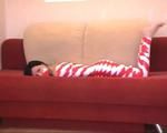 [From archive] Marvita mummified in red and white duct tape (video)