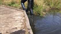 Rubber boot walk at the pond