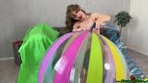 overinflate seven pool toys with the air compressor until burst