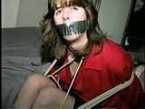WINDOW WASHER WENDY IS BAREFOOT, BALL-TIED, TAPE GAGGED, MOUTH STUFFED, WRISTS & HANDGAGGED (D45-15)