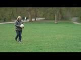 Katharina and her friend wearing shiny nylon rainwear while playing soccer (Video)