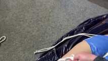 Lady M tied and spanked in shiny blue nylon shorts