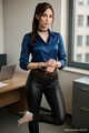 Brunette Secretary With Dark Satin Blouse Cuffed