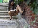 016079 Eve Takes A Pee In The Stairway Drain Channel