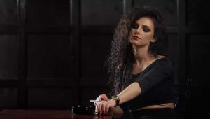 Gorgeous brunette Daria enjoying a cigarette in the hot smoking video