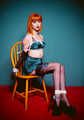 Amber in Vintage Lingerie Chairtied