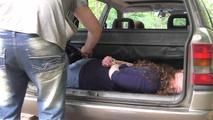 Lady X hogtied with towels 1/2