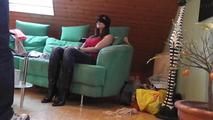 Lisa roped on couch 1/2