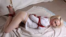 Bianca hogtied barefoot
