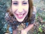 Aubrey Lee - naughty babysitter gives an outdoor blowjob - IPOD version