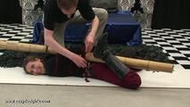 playing with the bamboo pole