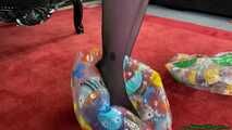 stomping balloons and beachballs with high heels