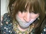 42 Yr OLD DIANE IS BOUND, MOUTH STUFFED, SEMI CLEAR TAPED & CLEAVE GAGGED HOSTAGE (D28-11)