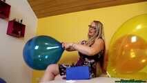 balloon overinflating with the pump and Blow2Pop clear U16 yellow polka dot