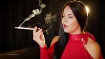 Seductive woman Tanya adores smoking a 120mm cigarette with a holder