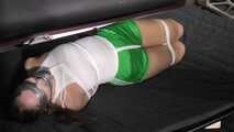 Rachel's Escapechallenge in shiny nylon Shorts. She really tried but I needed to help her three times.