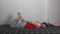 Sarah hogtied and tickled