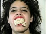 18 Yr OLD LATINA ZARR IS MOUTH STUFFED, LEATHER BELT GAGGED, BALL-GAGGED, OTM ACE BANDAGE WRAP GAGGED, WRISTS AND HANDGAGGED (D57-9)