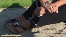 Sitting unable to move in the sand
