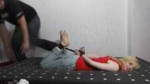 Sarah hogtied and tickled