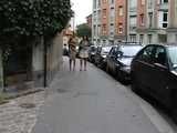 016079 Eve Takes A Pee In The Stairway Drain Channel
