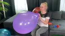 Various balloon popping fun and inflating five balloons without popping