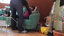 Lisa roped on couch 1/2