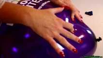 red fingernail popping of seven balloons