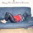 Jill tied, gagged and double hooded on a sofa wearing supersexy oldschool rainwear (Pics)