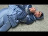 0300 min video with Simone tied and gagged in shiny nylon sky suit 