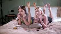 Girls Smoking Barefoot at Home. 3 parts compilation