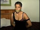 18 Yr OLD STUDENT SHANNA IS WRAP TAPE GAGGED, DUCT TAPE TIED, BAREFOOT, TOE-TIED, HANDCUFFED, MOUTH STUFFED, HANDGAGGED WHILE SITTING ON THE BED (D67-15)