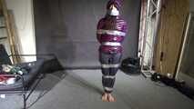 Aiyana bound, gagged, vibed and satisfied :) in a shiny nylon Downjacket