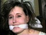 24 YEAR OLD ERICA IS SEMI CLEAR TAPE GAGGED, BALL-TIED WITH ELECTRICAL TAPE & CLEAVE GAGGED (D54-12)