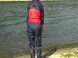 Watch Chloe enjoying her shiny nylon Rainwear at the River
