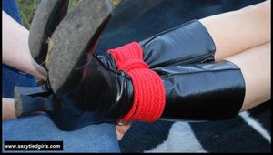 Funny bondage games in the forest