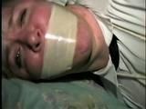 30 Yr OLD BBW SINGLE MOM IS HOG-TIED, WRAP TAPE GAGGED, BALL-TIED NAKED ON THE BED, CLEAVE GAGGED,  NYLON STOCKING FEET TIED AND TOE-TIED (D62-2)