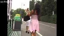 016165 Eve Takes A Comfortable Seat To Pee In The Bus Shelter