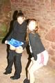 Stella and Leonie in a cellar wearing sexy shiny nylon shorts under their jeans (Pics)