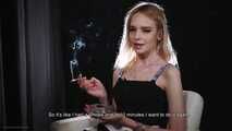 18 y.o. Angelina is smoking two 120mm cigarettes and giving an interview about her smoking experience