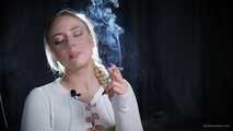 Smoking strong cork cigarette in the studio
