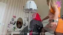 Clip #006 Hair curlers and drying hood in the fetish hair salon