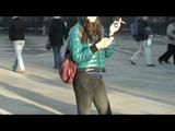 Alina walking on the street wearing a supersexy  down jacket and a jeans (Video)